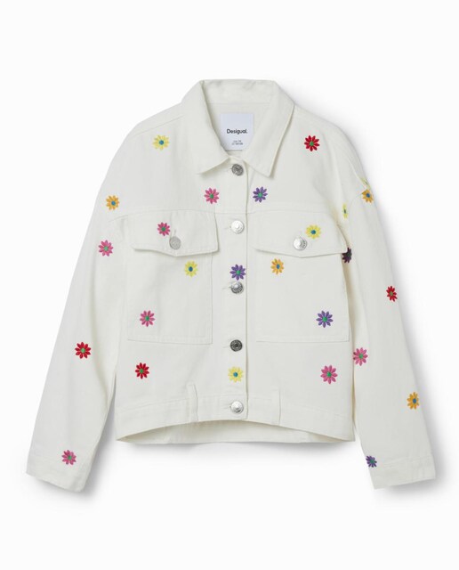 Imagen 0 de Chaqueta vaquera trucker margaritas de niña