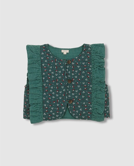 Imagen 0 de Chaleco de niña con volante con estampados combinados