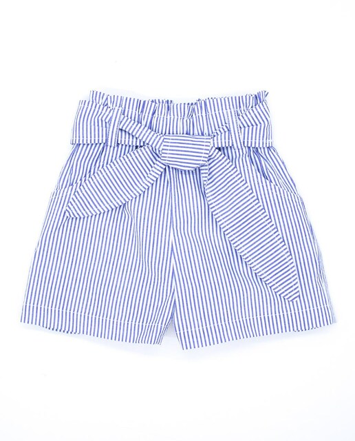 Imagen 0 de Short de rayas , fruncido en la cintura con cinturón.