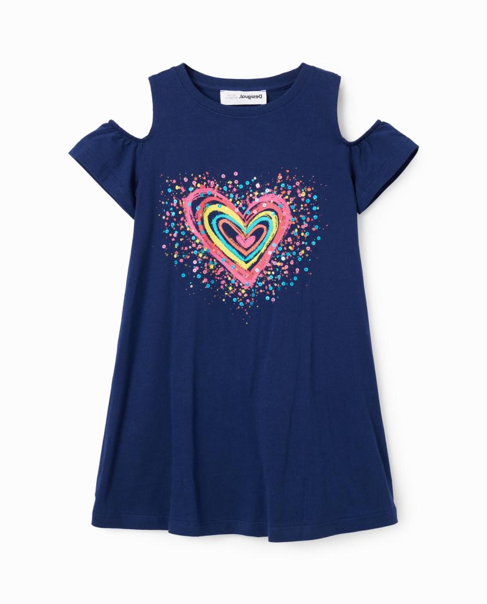 Imagen 0 de Vestido camiseta cut-outs corazón de niña