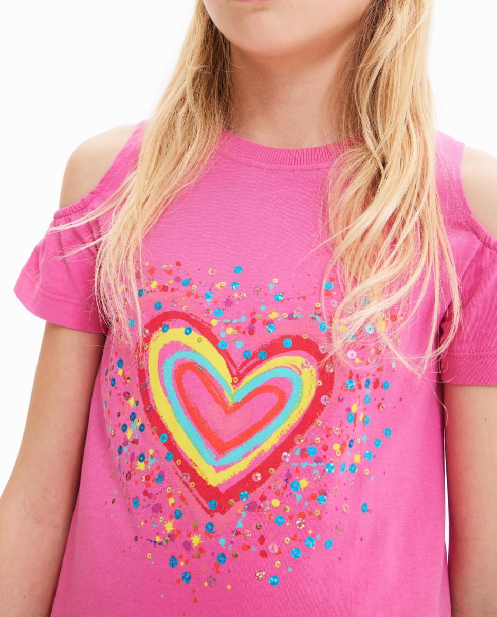 Imagen 0 de Vestido camiseta cut-outs corazón de niña