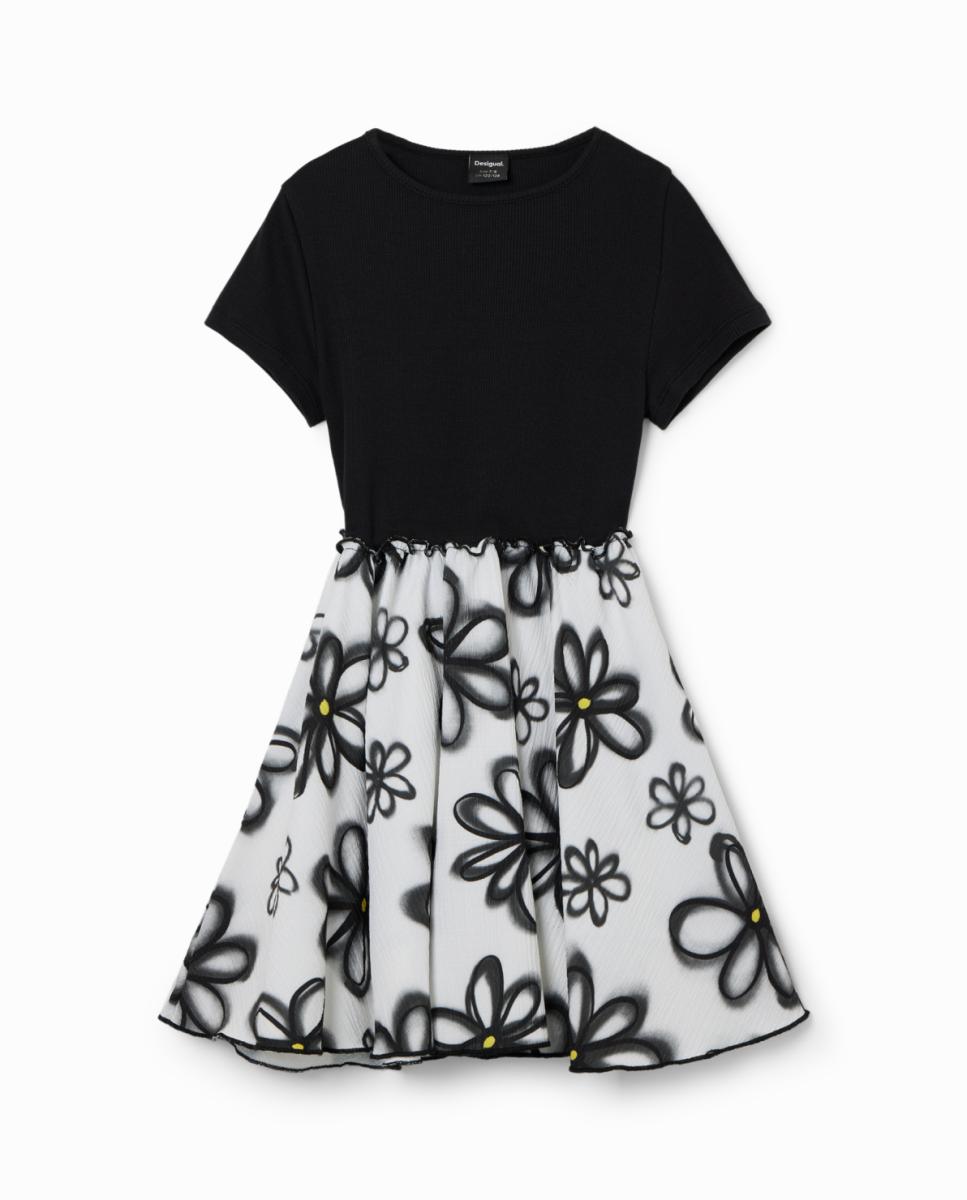 Imagen 0 de Vestido combinado flores de niña