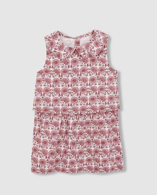 Imagen 0 de Vestido de niña de flores, simulando dos piezas