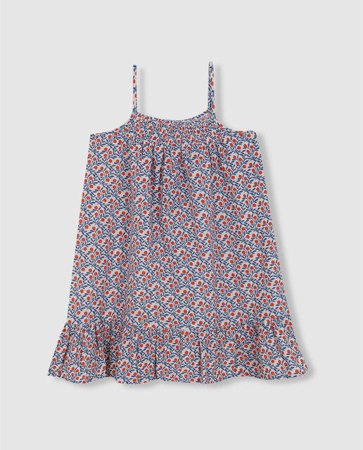 Imagen 0 de Vestido de niña de tirantes con bordado a mano