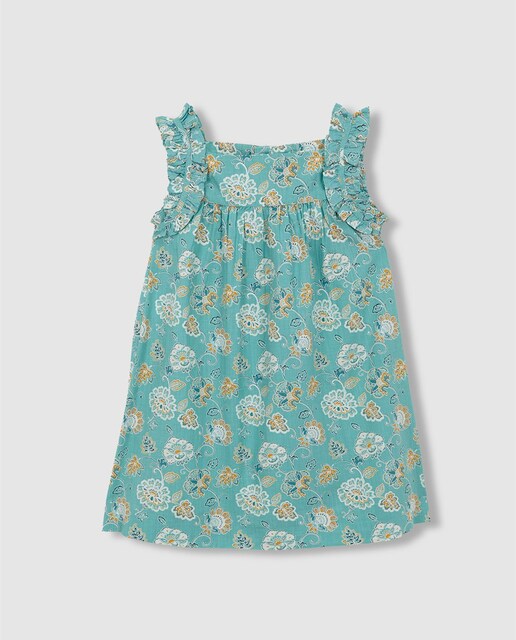 Imagen 0 de Vestido de niña con estampado floral con volantes