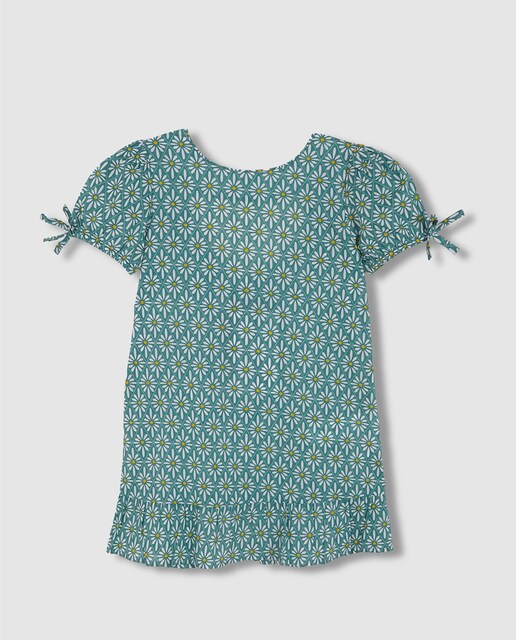 Imagen 0 de Vestido de niña con volante en el bajo y manga acabada en lazo