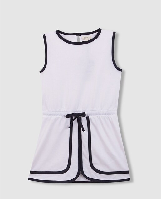 Imagen 0 de Vestido de niña de punto sesentero con vivos en contraste