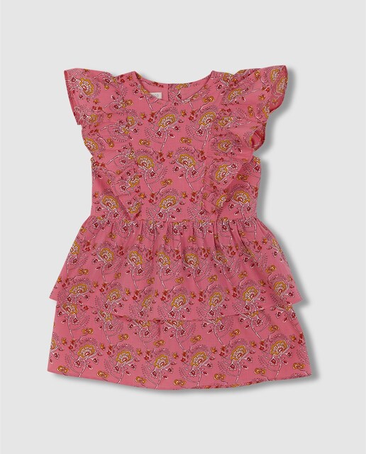Imagen 0 de Vestido de niña estampado indio con volantes