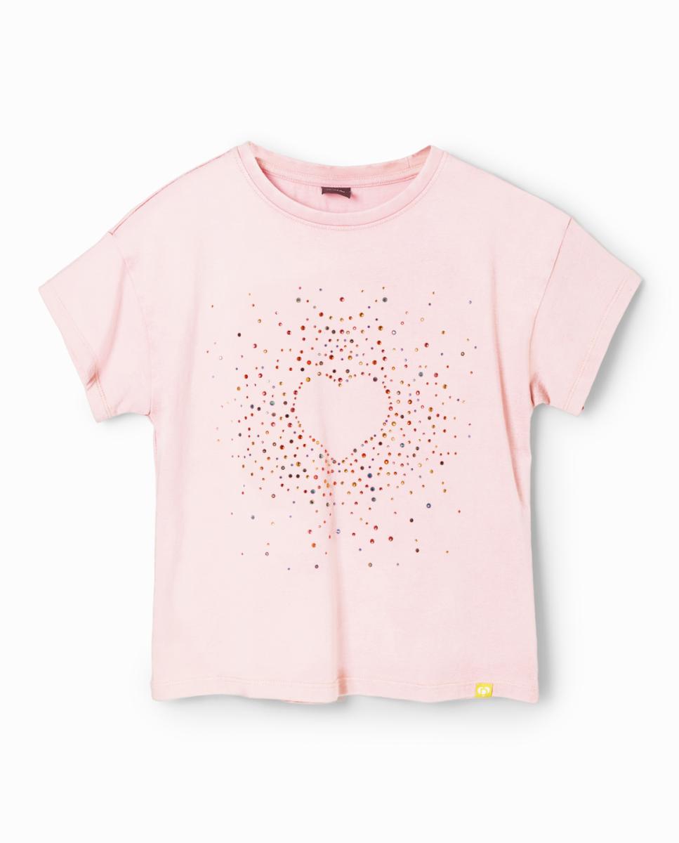 Imagen 0 de Camiseta corazón strass de niña