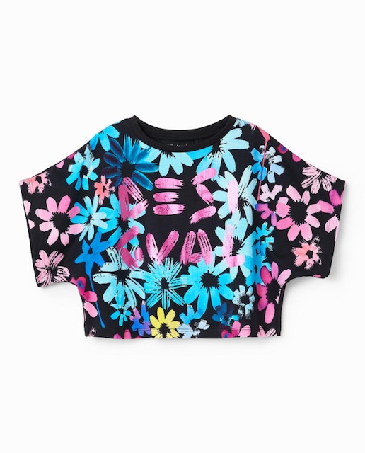 Imagen 0 de Camiseta cropped flores de niña