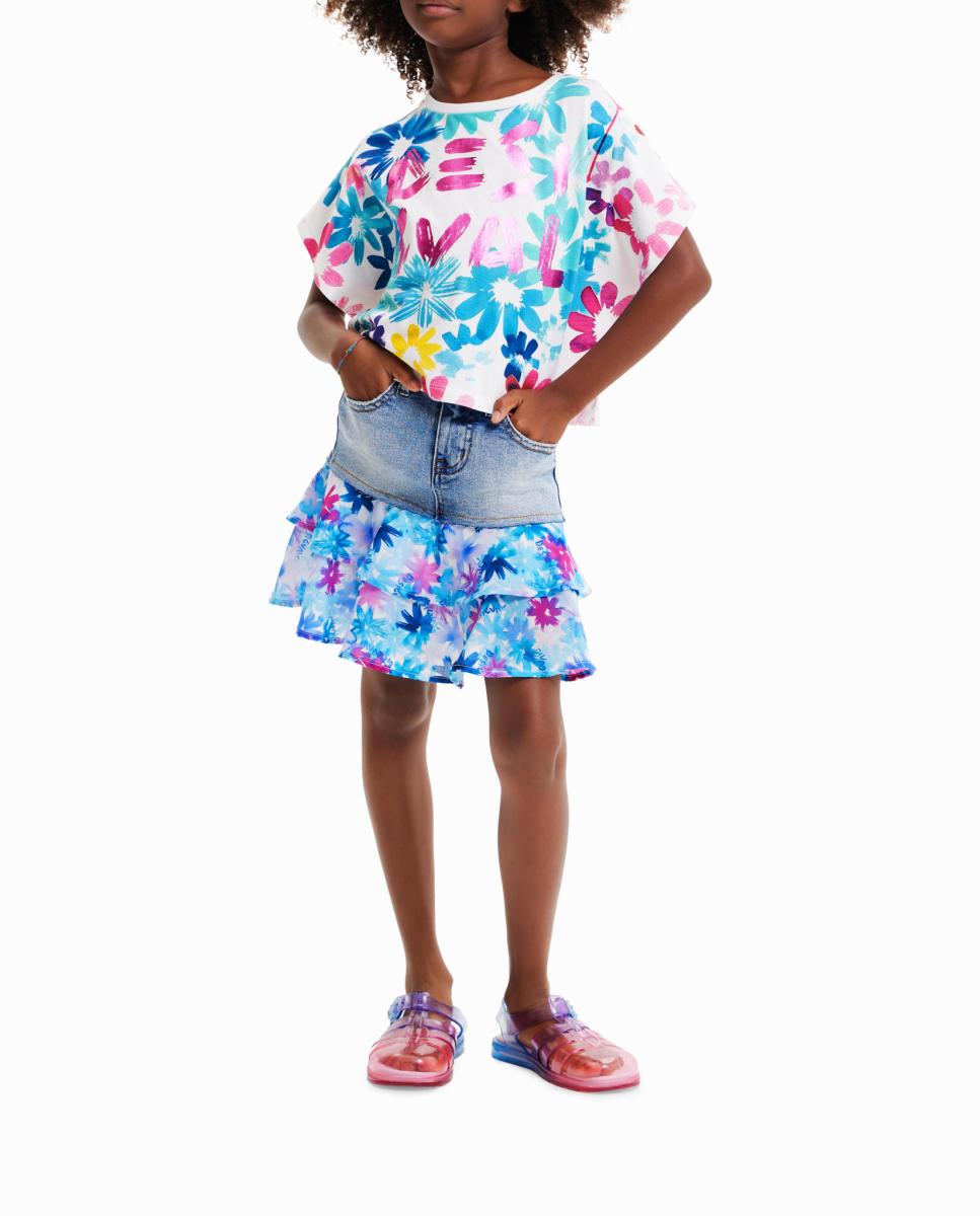 Imagen 0 de Camiseta cropped flores de niña