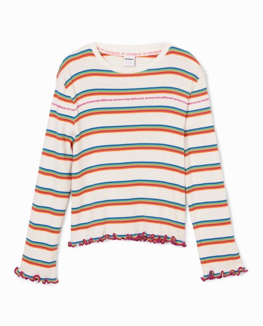 Imagen 0 de Camiseta rayas arcoiris de niña