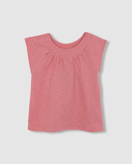 Imagen 0 de Camiseta de niña lisa de manga raglán con cuello redondo