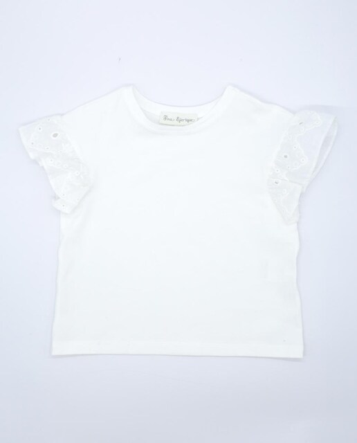 Imagen 0 de Camiseta  con volantes s bordados en las sisas.