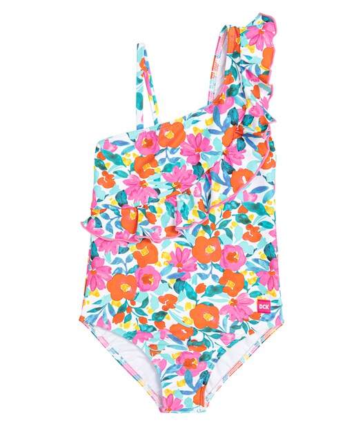 Imagen 0 de Bañador niña asimétrico con flores acuareladas