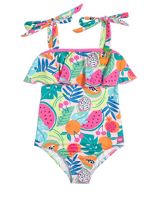 Imagen 0 de Bañador niña con frutas tropicales y volante