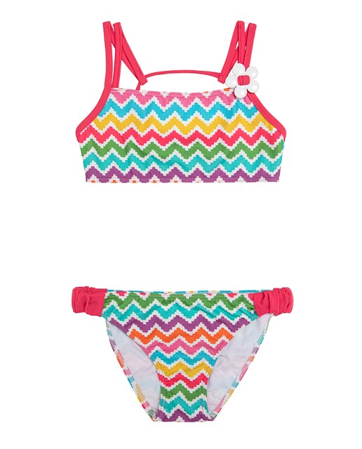 Imagen 0 de Bikini niña Zig-zag top con adorno de flor