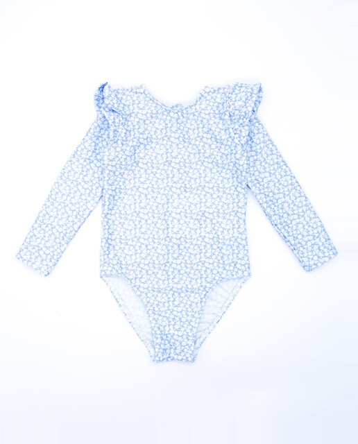 Imagen 0 de Bañador de manga larga de flor  , con volantes.