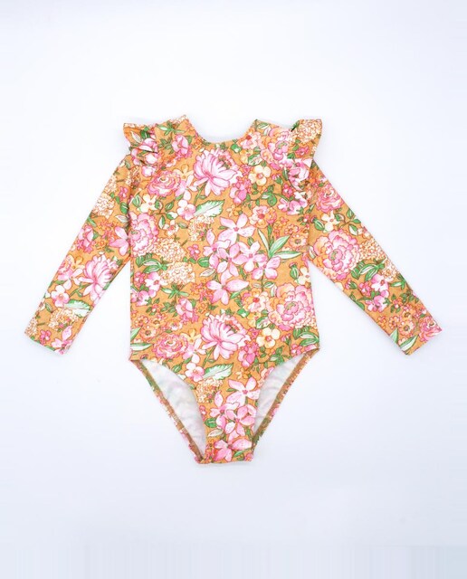 Imagen 0 de Bañador de manga larga de  flore , con volantes.