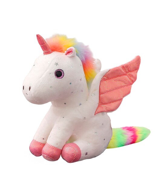 Imagen 0 de Peluche extrasuave y mullido. Diseño unicornio arcoiris. 27 cm.