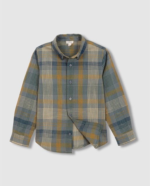 Imagen 0 de Camisa de niño de cuadros con cuello camisero