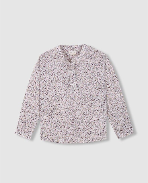Imagen 0 de Camisa de niño de florecitas con cuello mao