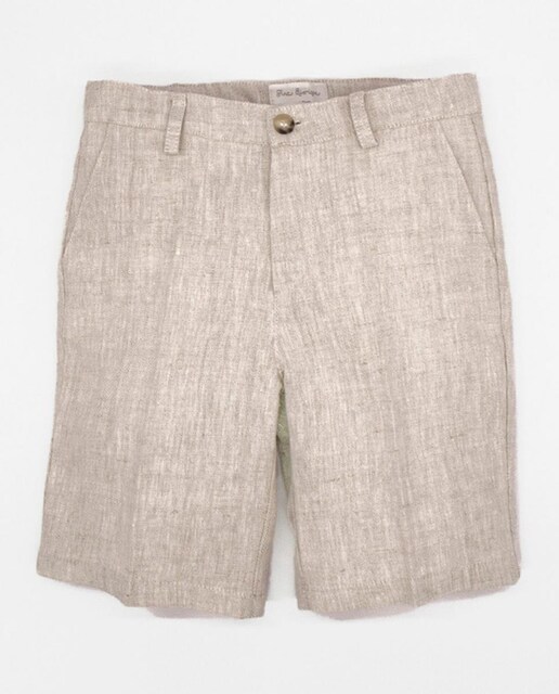 Imagen 0 de Bermuda de lino rústico natural. Con bolsillos y bragueta.