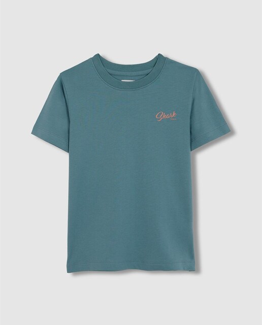 Imagen 0 de Camiseta de niño de manga corta con cuello caja y print de tiburón