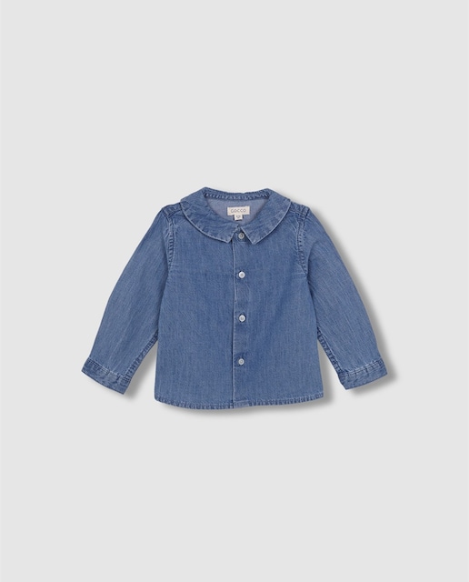 Imagen 0 de Camisa de bebé niño vaquera con cuello Peter pan