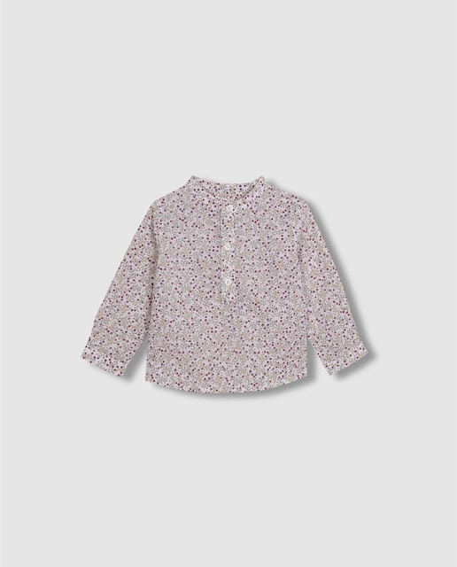 Imagen 0 de Camisa de bebé niño de florecitas con cuello mao