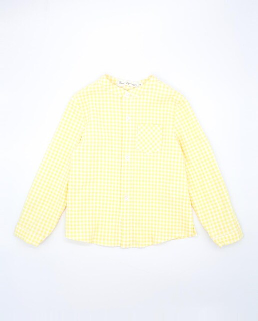 Imagen 0 de Camisa de manga larga estampado de vichy . Cuello mao y bolsillo en el delantero.