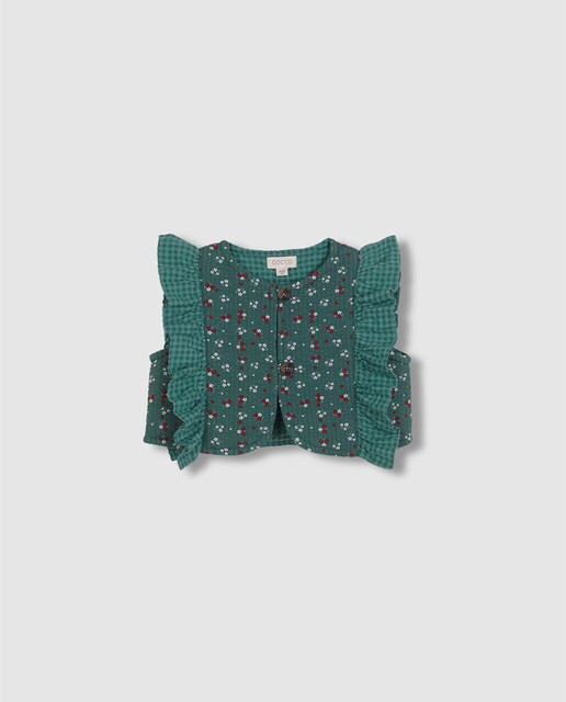 Imagen 0 de Chaleco de bebé niña con volante con estampados combinados