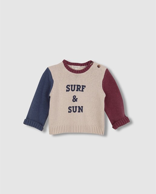 Imagen 0 de Jersey de bebé niño con intarsia y mangas en contraste