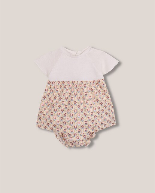 Imagen 0 de Vestido de bebé niña de punto con cubrepañal a juego