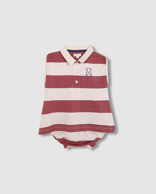 Imagen 0 de Vestido de bebé niña de rayas con print