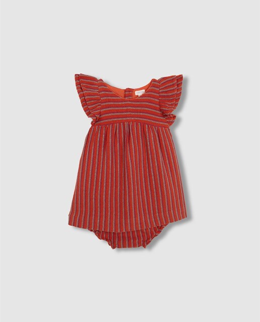 Imagen 0 de Vestido de bebé niña de rayas multicolor con mangas tipo mariposa