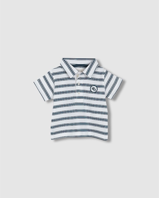 Imagen 0 de Polo de bebé niño de rayas finas con parche redondo