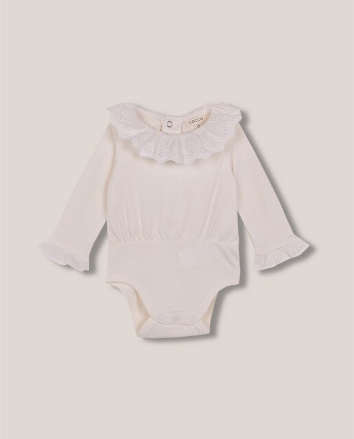 Imagen 0 de Body de bebé con cuello bordado de popelín