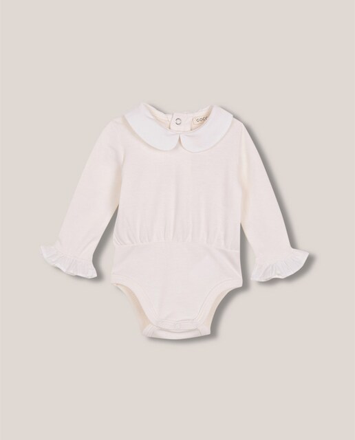 Imagen 0 de Body de bebé de manga larga, cuello Peter pan de popelín