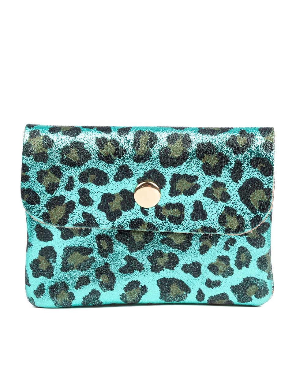 Imagen 0 de Alpignano monedero mujer. Piel auténtica Gamuza, diseño animal print leopardo, lacada brillante.