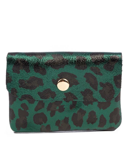 Imagen 0 de Alpignano monedero mujer. Piel auténtica Gamuza, diseño animal print leopardo, lacada brillante.