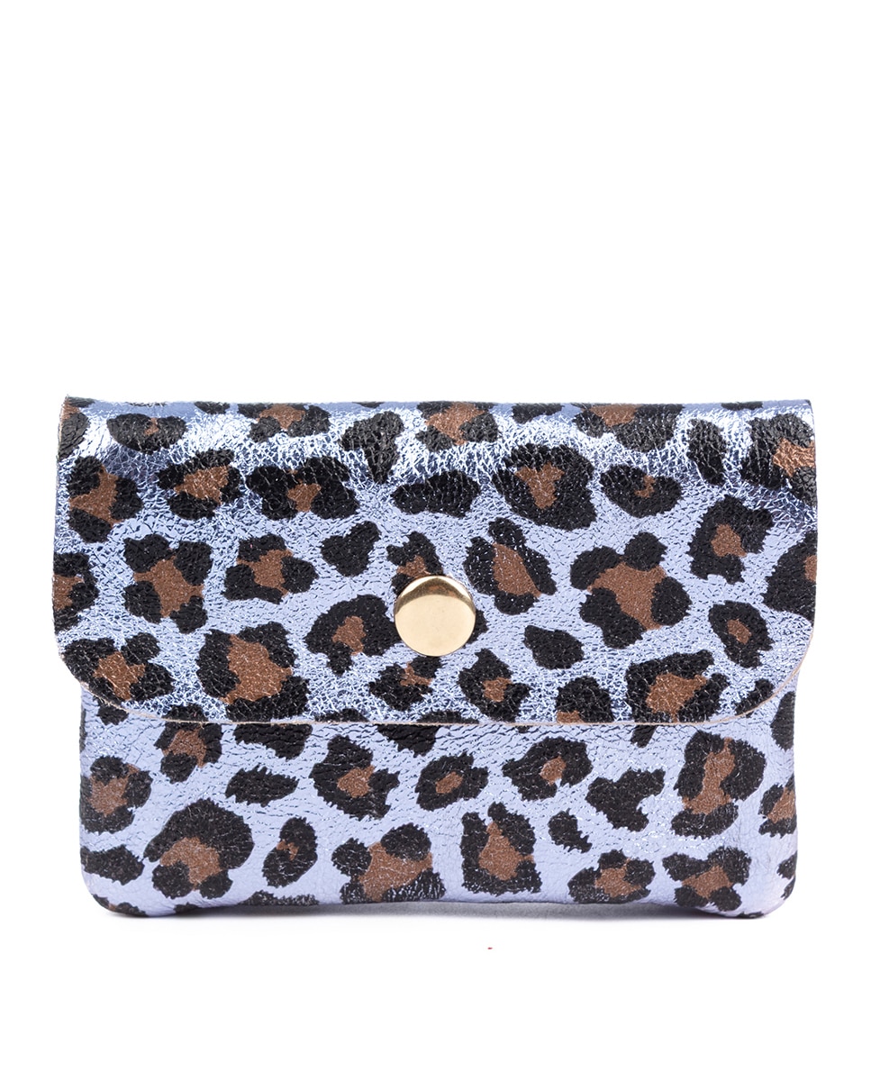 Imagen 0 de Alpignano monedero mujer. Piel auténtica Gamuza, diseño animal print leopardo, lacada brillante