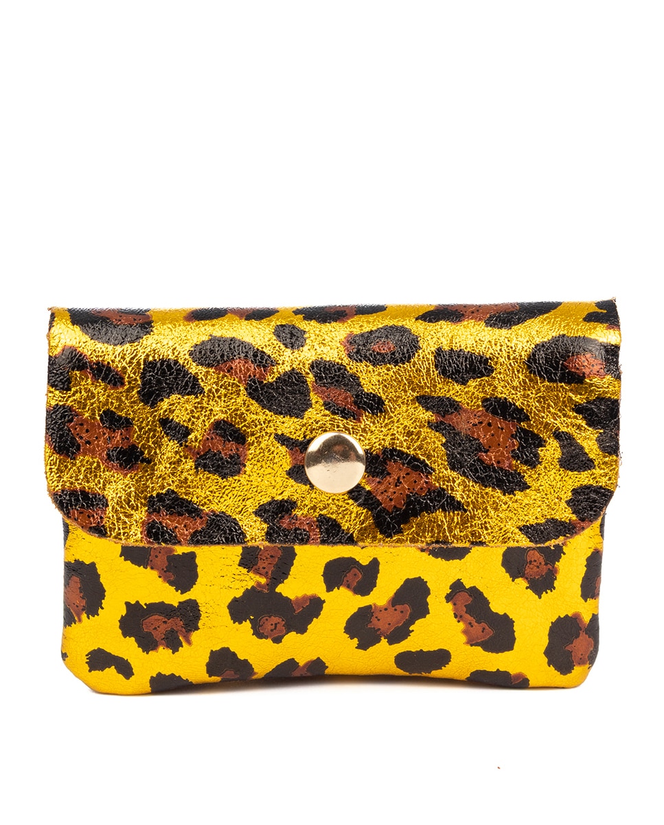 Imagen 0 de Alpignano monedero mujer. Piel auténtica Gamuza, diseño animal print leopardo, lacada brillante.