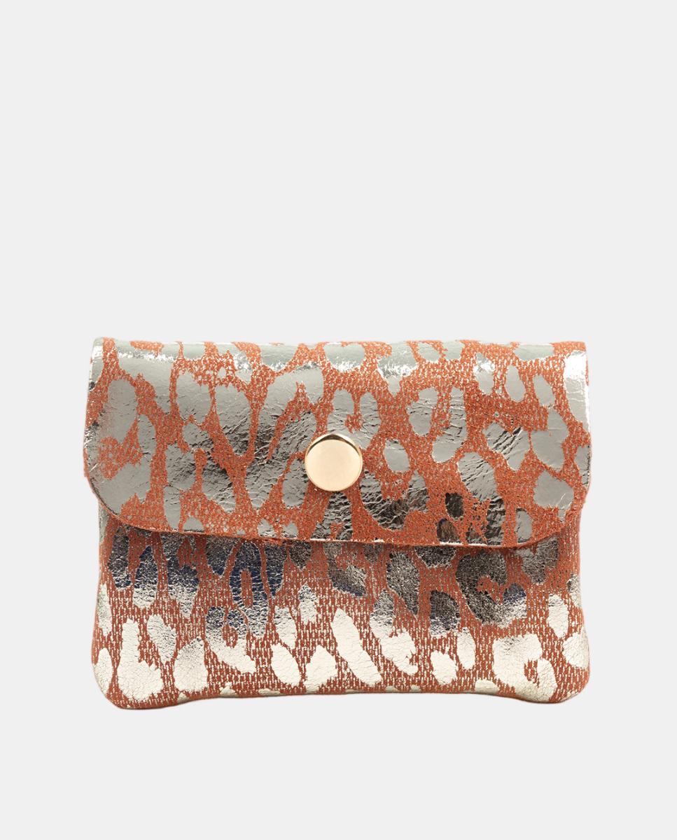 Imagen 0 de Alpignano monedero mujer. Piel auténtica Gamuza, diseño animal print leopardo, lacada brillante.
