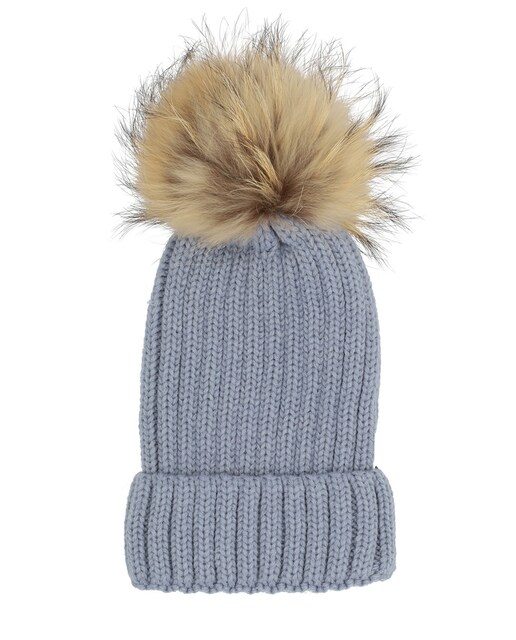 Gorro de mujer lana pompom raccoon