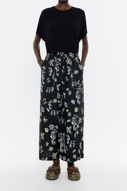 Imagen 0 de Pantalón jogger tobillero lino Reef azul de mujer