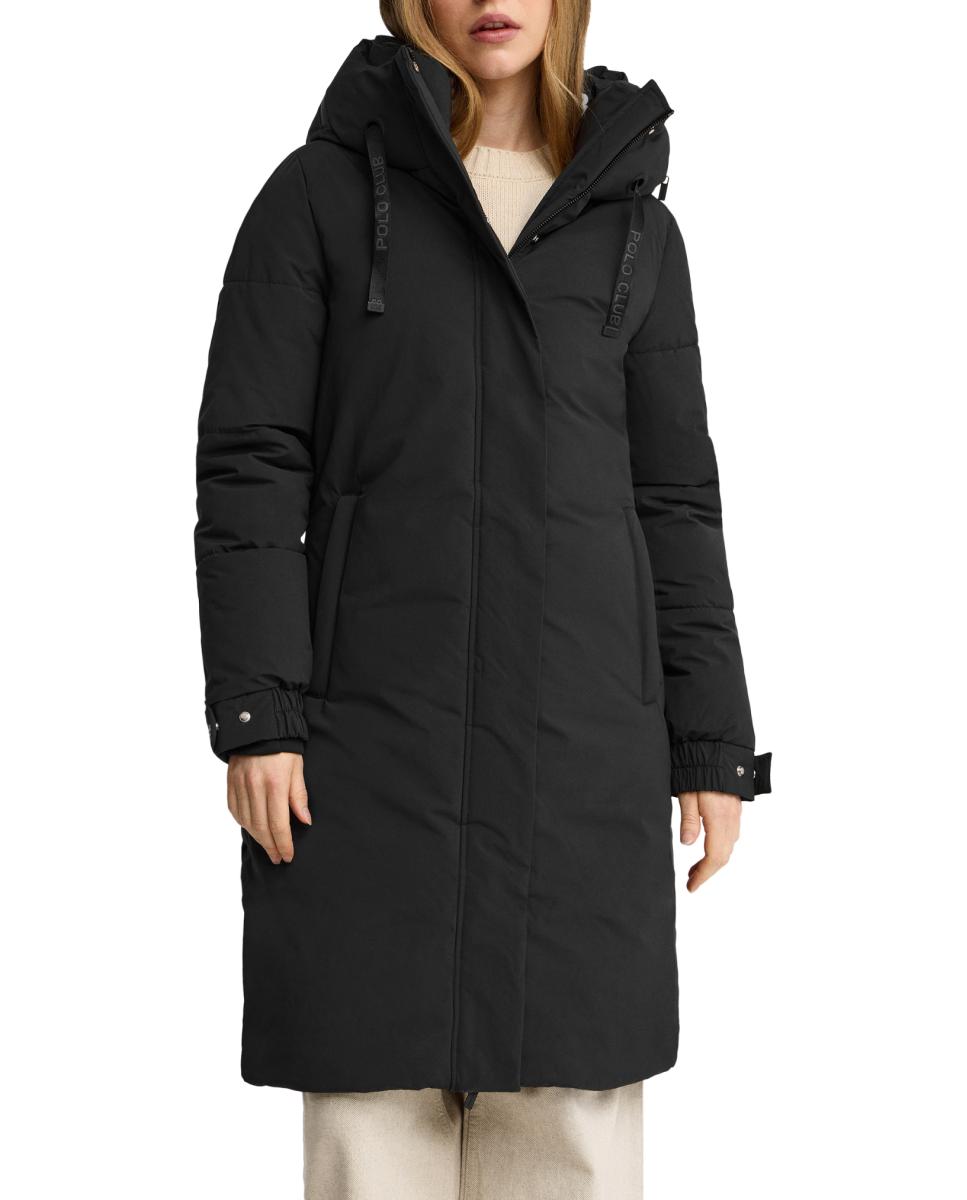 Imagen 0 de Abrigo acolchado para mujer de corte slim con capucha ajustable mediante una cinta personalizada Polo Club