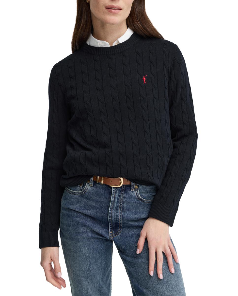 Imagen 0 de Jersey de punto trenzado con cuello redondo y manga larga