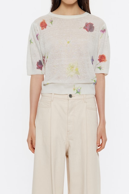 Imagen 0 de Jersey ajustado lino Flowers de mujer