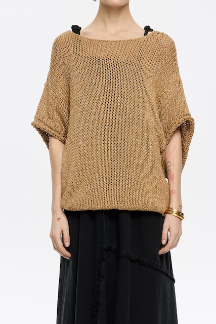 Imagen 0 de Jersey lúrex oversize oro de mujer